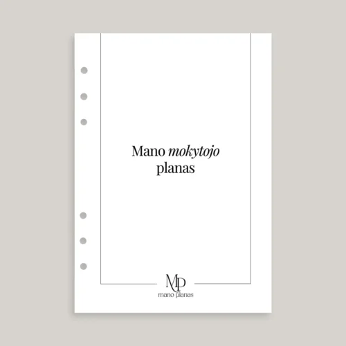 Mano mokytojo planas - stilingas ir minimalistinis mokytojo planuoklio titulinis puslapis.